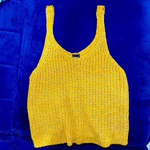 Yellow Knit Crop Tank Top